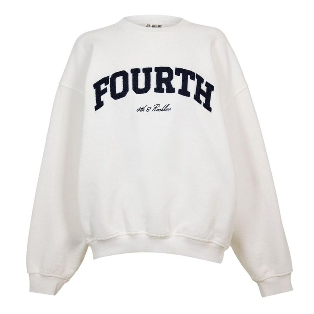 4th & Reckless Womens/Ladies Leon Logo Crew Neck Sweatshirt / White